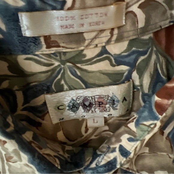 Campia Moda Hawaiian Shirt L Green Fuana S/S Aloha Lounge Size L - Picture 13 of 13